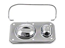 Single Bail Chrome Master Cylinder Cover; 5-5/8-Inch X 3-Inch; With Bail; Without Diaphragm (70-80 Camaro)