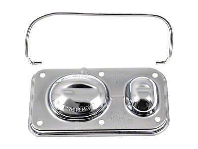 1970-1980 Camaro Single Bail Chrome Master Cylinder Cover; 5-5/8-Inch X 3-Inch; With Bail; Without Diaphragm