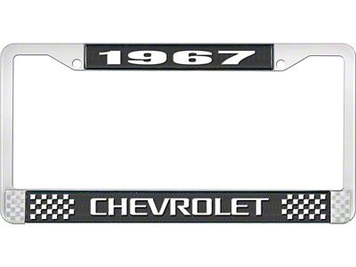 1967 Camaro Style3 Black and Chrome License Plate Frame with White Lettering