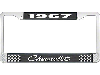 1967 Camaro Style4 Black and Chrome License Plate Frame with White Lettering
