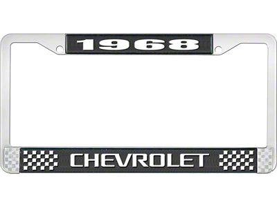 1968 Camaro Style3 Black and Chrome License Plate Frame with White Lettering