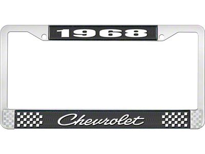 1968 Camaro Style 4 Black and Chrome License Plate Frame with White Lettering