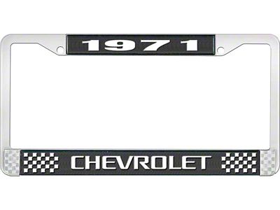 1971 Camaro Style 3 Black and Chrome License Plate Frame with White Lettering