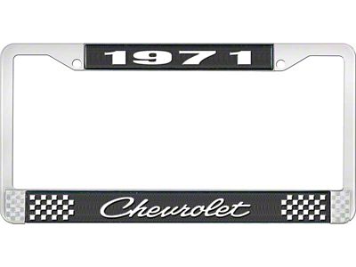 1971 Camaro Style 4 Black and Chrome License Plate Frame with White Lettering