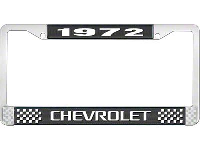 1972 Camaro Style 3 Black and Chrome License Plate Frame with White Lettering