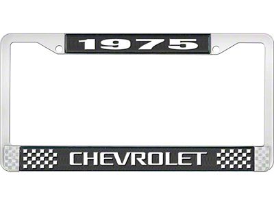 1975 Camaro Style 3 Black and Chrome License Plate Frame with White Lettering