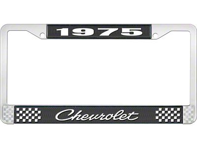 1975 Camaro Style 4 Black and Chrome License Plate Frame with White Lettering