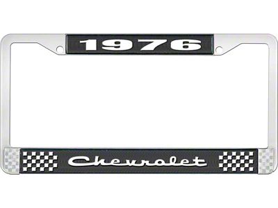 1976 Camaro Style 2 Black and Chrome License Plate Frame with White Lettering