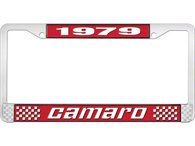 1979 Camaro Style2 License Plate Frame - Red and Chrome with White Lettering