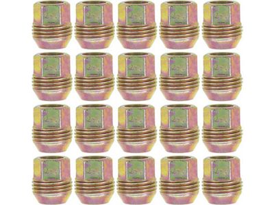 1967-1981 Camaro Conical Seat Lug Nut 7/16-Inch-20 Thread, 3/4-Inch Hex Head With External Thread for Plastic Cap; Set of 20