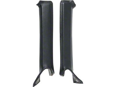 1968 Camaro Inner Pillar Post Moldings; Convertible; Black; Vinyl Wrapped