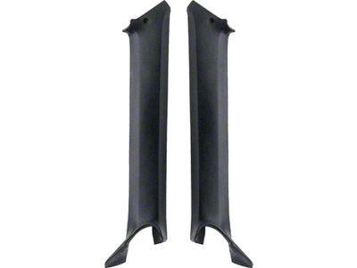1969 Camaro Inner Pillar Post Moldings; Convertible; Black; Vinyl Wrapped