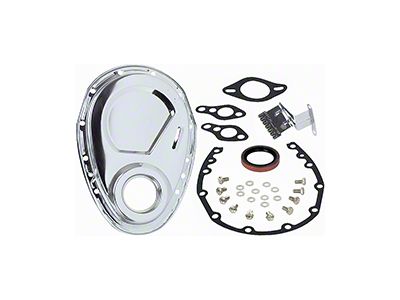 1967-1991 Camaro Chrome Timing Cover Set; Small Block