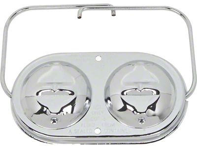 1967-1980 Camaro Chrome Dual Master Cylinder Cover; With Bails; 3-Inch X 5-3/4-Inch