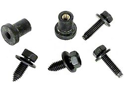 1967-1969 Camaro Radiator Mounting Hardware Set, 4 Bolts and 2 Well Nuts; 6-Piece