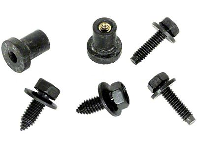 1967-1969 Camaro Radiator Mounting Hardware Set, 4 Bolts and 2 Well Nuts; 6-Piece