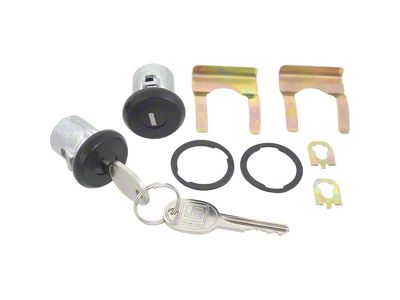 1960-1981 Corvette Door Lock Set; with Generic Logo Keys; Black