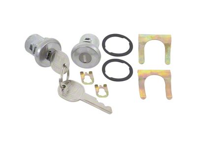 1960-1981 Corvette Door Lock Set; with Generic Logo Keys; Bright Finish