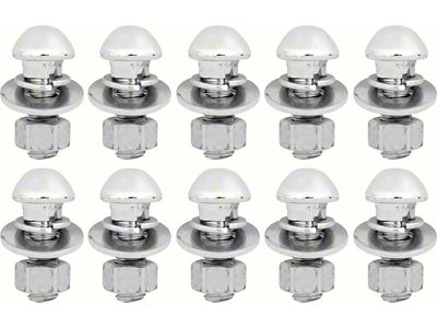 1953-1954 Corvette Bumper Bolt Set; Front or Rear; 1/2-Inch-13 x 1-1/2; 10-Piece Bolt Set; Chrome