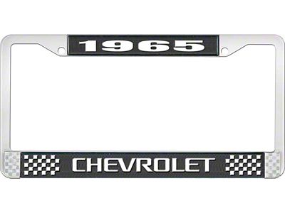 1965 Corvette Style3 Black and Chrome License Plate Frame with White Lettering