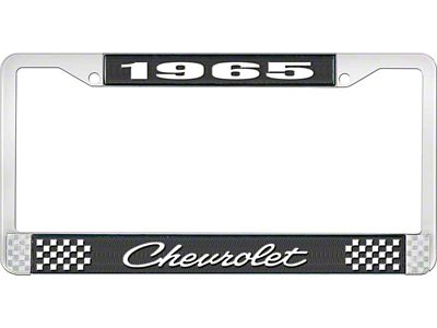 1965 Corvette Style4 Black and Chrome License Plate Frame with White Lettering