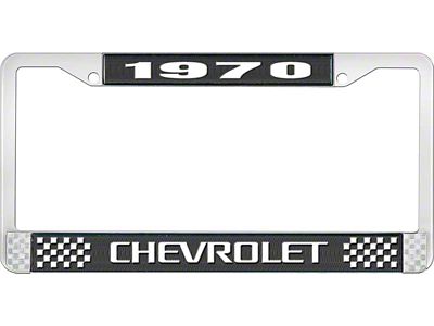 1970 Corvette Style 3 Black and Chrome License Plate Frame with White Lettering