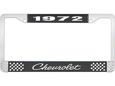 1972 Corvette Style 4 Black and Chrome License Plate Frame with White Lettering