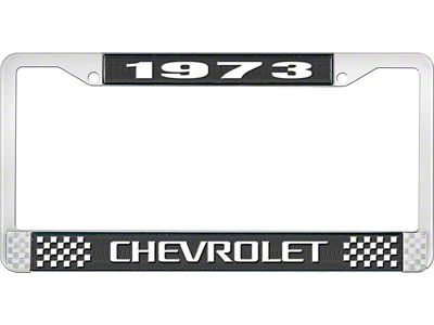 1973 Corvette Style 3 Black and Chrome License Plate Frame with White Lettering