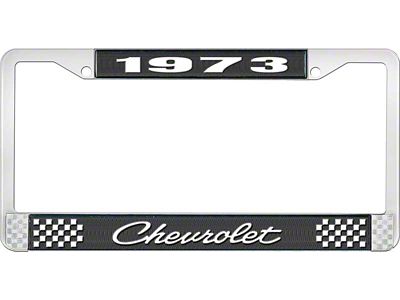1973 Corvette Style 4 Black and Chrome License Plate Frame with White Lettering