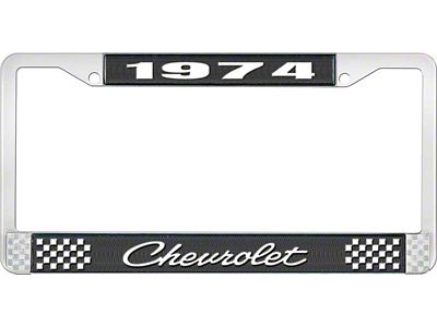 1974 Corvette Style 4 Black and Chrome License Plate Frame with White Lettering