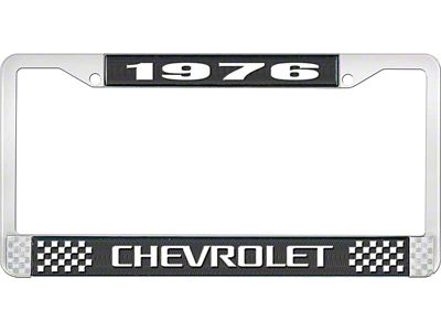 1976 Corvette Style 3 Black and Chrome License Plate Frame with White Lettering