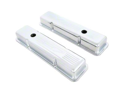 1962-1968 Corvette Chrome Valve Covers; 327 Logo; Short Profile