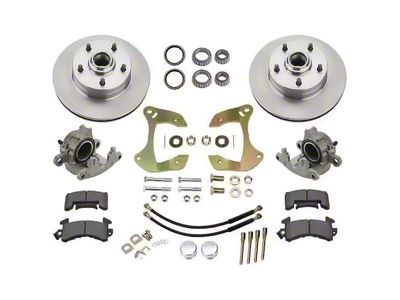 1955-1957 150, 210, Bel Air Front Disc Brake Conversion Set; For Stock Spindle; Plain 11-Inch Rotors