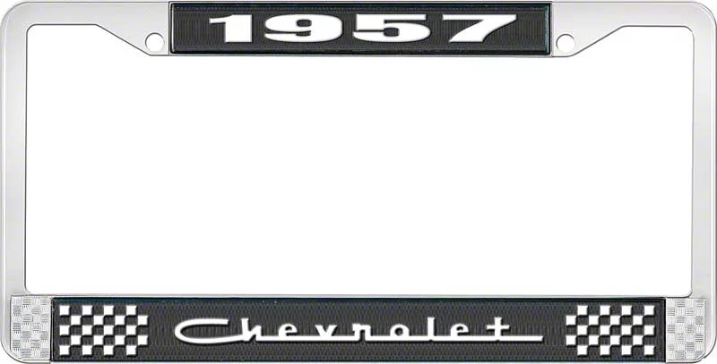 Ecklers Style5 Black and Chrome License Plate Frame with White ...