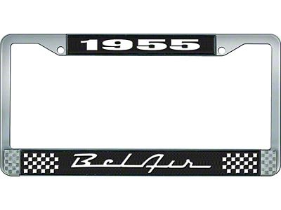 1955 Bel Air Black and Chrome License Plate Frame with White Lettering