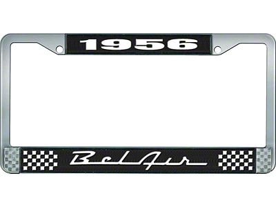 1956 Bel Air Black and Chrome License Plate Frame with White Lettering