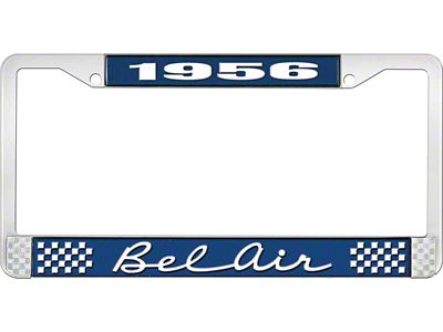 1956 Bel Air Blue and Chrome License Plate Frame with White Lettering