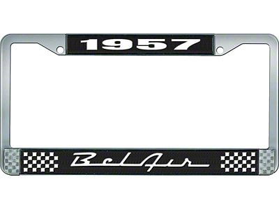 1957 Bel Air Black and Chrome License Plate Frame with White Lettering