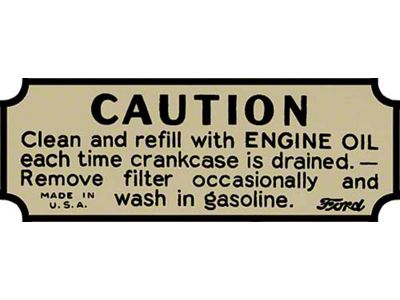 Oil Bath Caution Air Cleaner Decal - Gold & Black - Ford Passenger