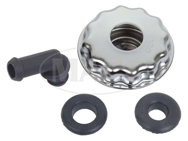 Oil Filler Breather Cap - Chrome - Twist-On Type - Autolite- 170/200 6-Cylinder and 302/351M/400 V8