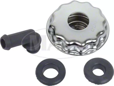 Oil Filler Breather Cap - Twist-On - Chrome - 250 6-Cylinder and 302/351W/351C V8