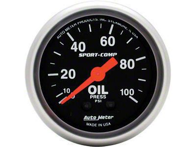 Oil Pressure Gauge, 2-1/16, Mechanical,SportsComp,AutoMeter