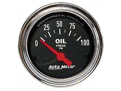 Auto Meter Traditional Chrome Series 2-1/16-Inch Oil Pressure Gauge; 0-100 PSI