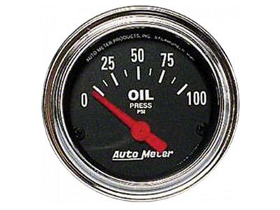 Auto Meter Traditional Chrome Series 2-1/16-Inch Oil Pressure Gauge; 0-100 PSI