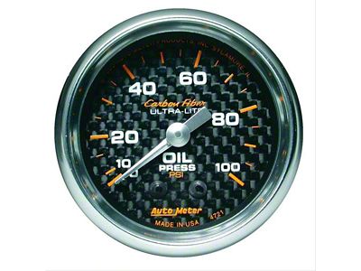 Oil Pressure Gauge,2-1/16,Mechanical,CarbonFiber,AutoMeter
