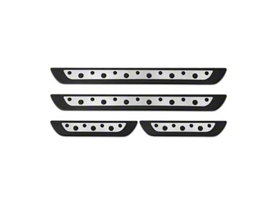 OMAC Grip Style Door Sill Covers; Stainless and Plastic (Universal; Some Adaptation May Be Required)