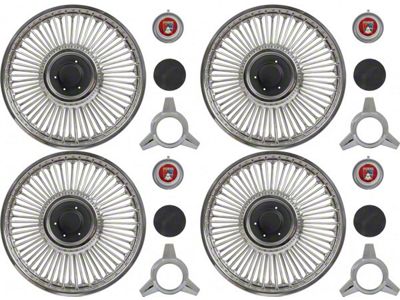 14 Original-Style Knock-Off Wire Wheel Cover Kit with Spinners and Emblems