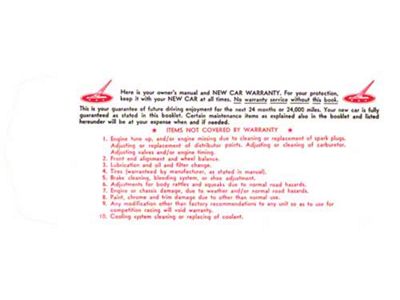 Owner's Manual Envelope - Falcon