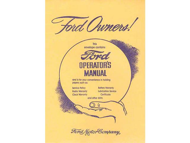 Owner's Manual Envelope - Ford