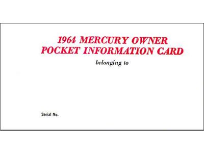 Owners Information Card - Mercury